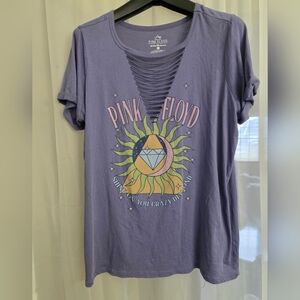 Torrid Purple Pink Floyd Graphic Cut Out Tee